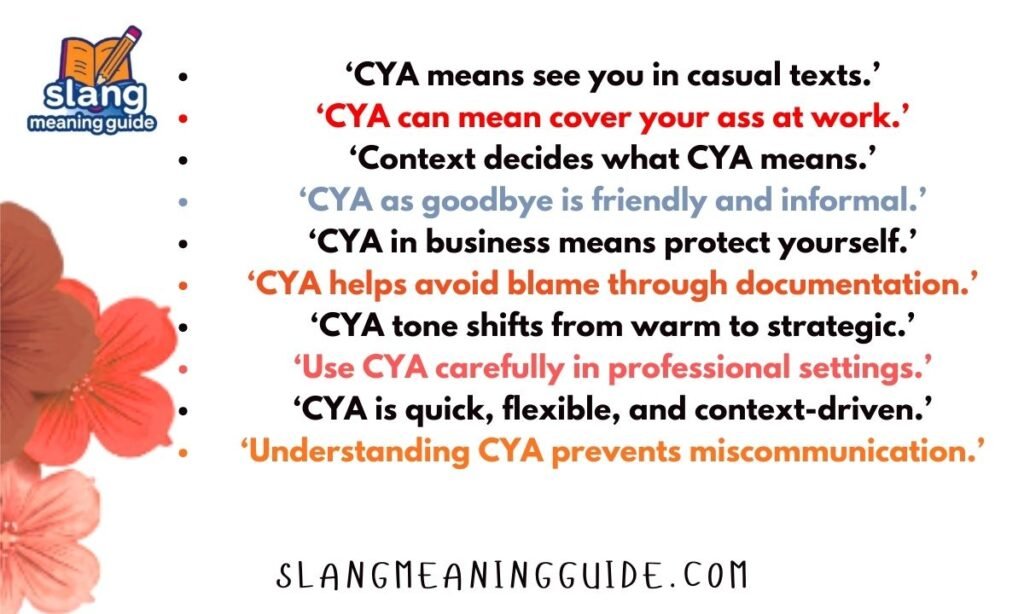 CYA Meaning in Text: What It Really Means and How to Use It
