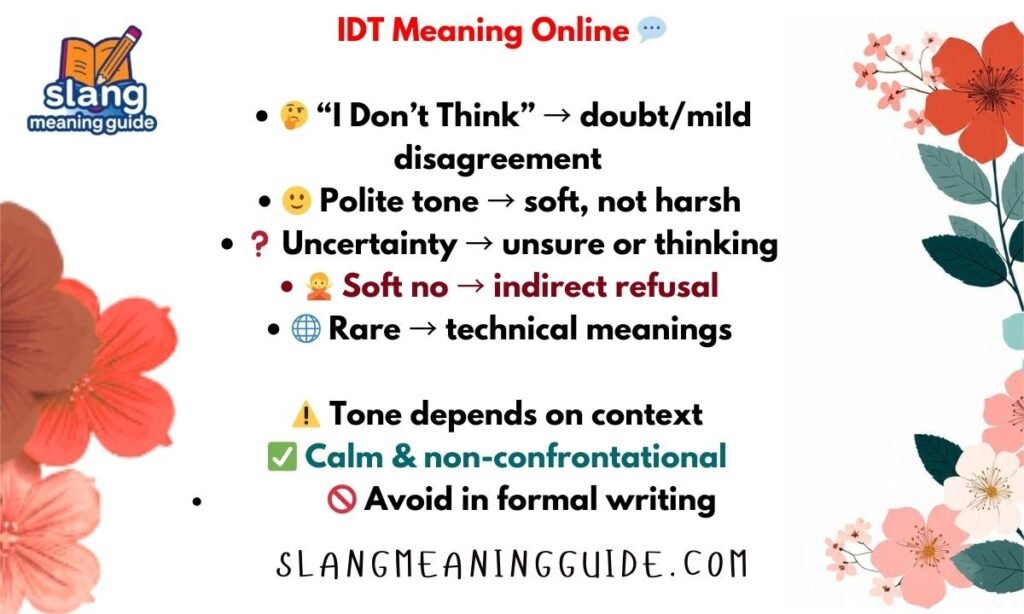 IDT Meaning in Text: What It Really Implies in Chats