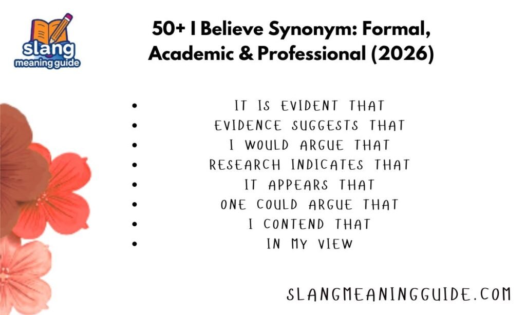 50+ I Believe Synonym: Formal, Academic & Professional (2026)
