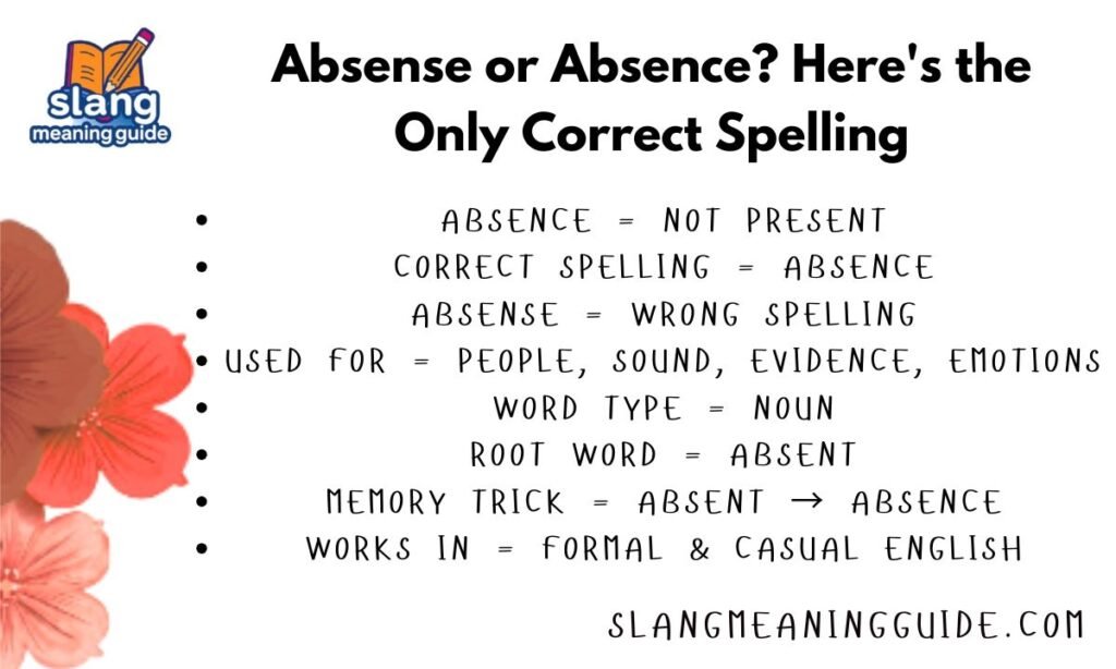 Absense or Absence? Here's the Only Correct Spelling