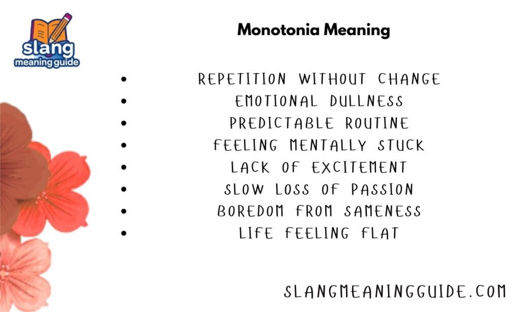 Monotonia Meaning: Definition, Song, Synonyms & Examples (2026)