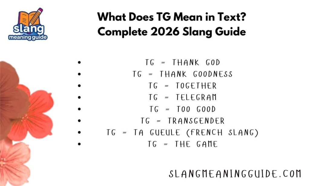 What Does TG Mean in Text? Complete 2026 Slang Guide